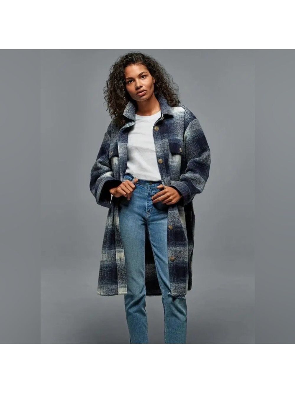 Gap Oversized Plaid Wool Blend Shirt Jacket Shacket Barn Chore Coat NWT S
